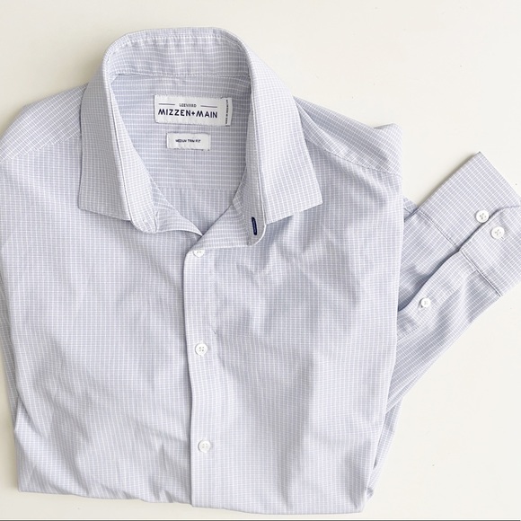 Mizzen+Main Other - Mizzen+Main Leeward Dress Shirt Blue White Check Size Medium Trim Fit